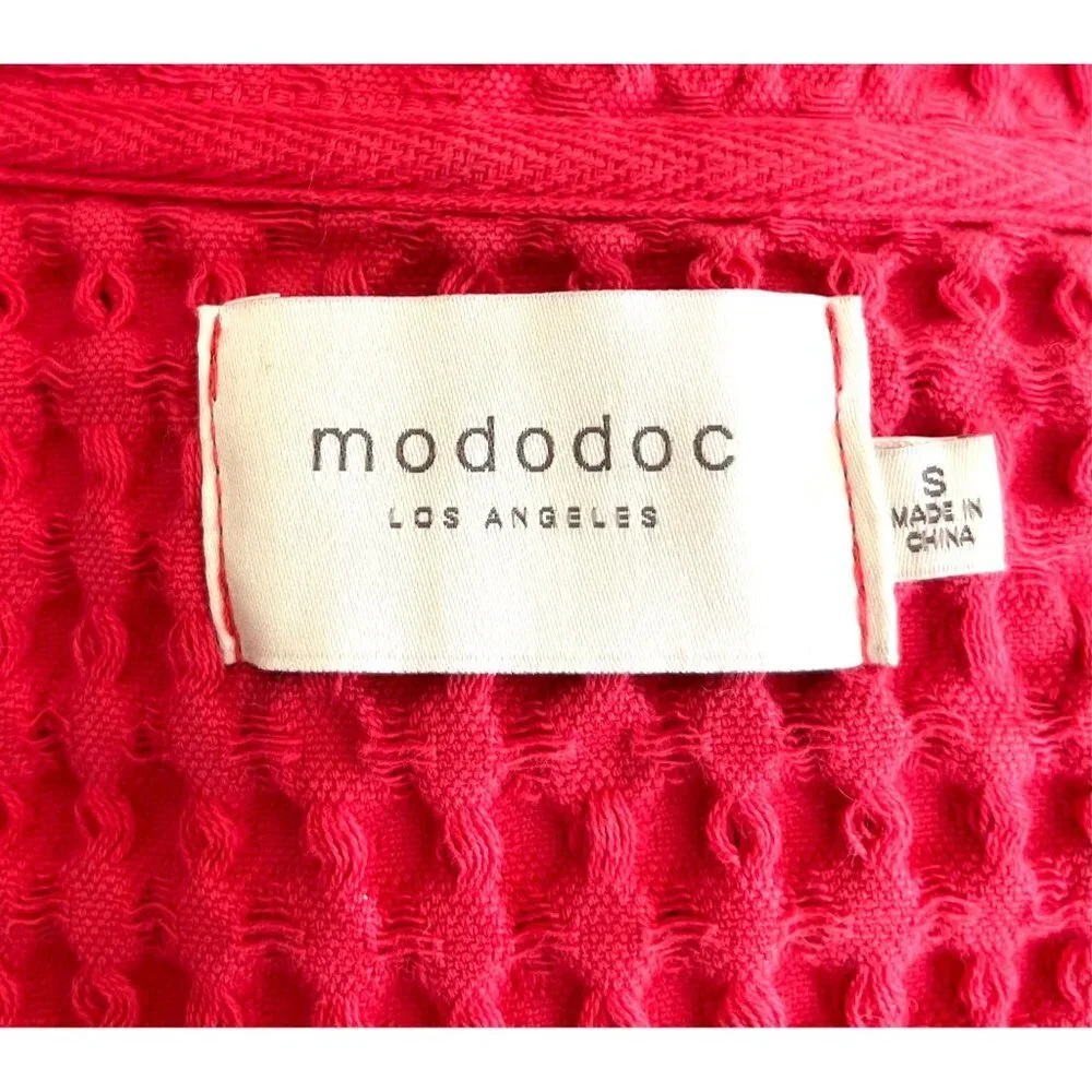 Mod-o-doc‎ Waffle Textured Cardigan red preppy sz S
